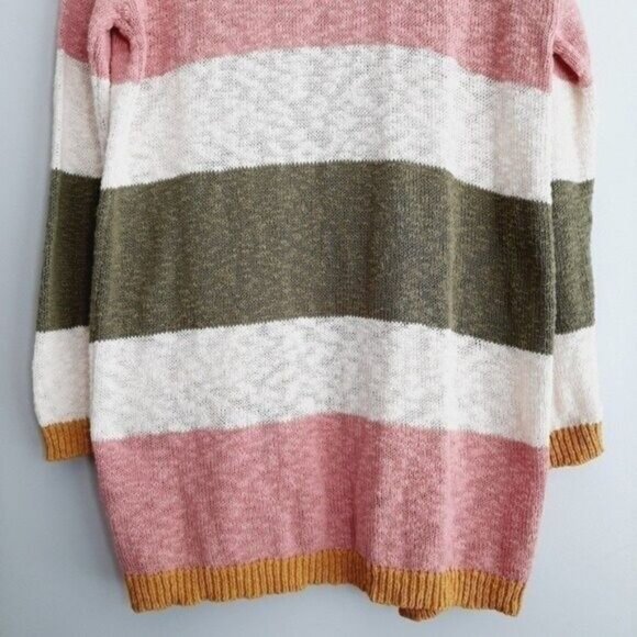 CHARLIE B / 100% Cotton Long Fine Knit Sweater Cardigan Wide Stripe Sz M - Picture 8 of 10